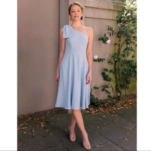 Gal Meets Glam One Shoulder Bow Dress Blue Stone